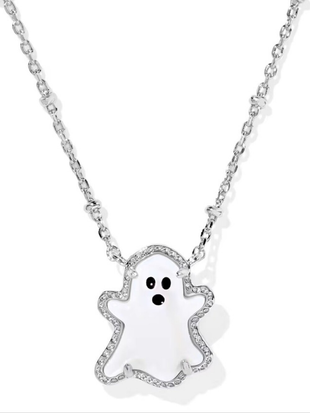 Kendra Scott Ghost Short Pendant Necklace Silver White Mother Of Pearl